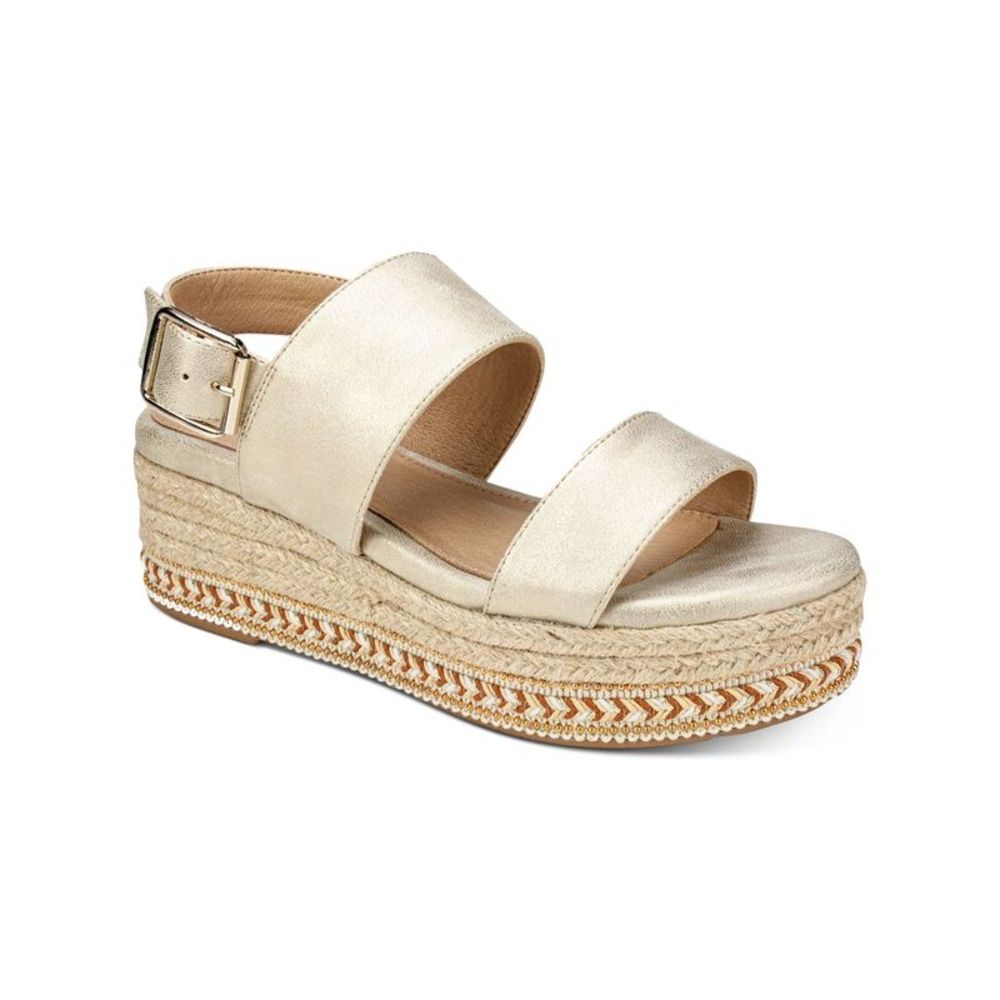 SEVEN DIALS Womens Gold 1-1/2" Platform Leawood Round Wedge Espadrille Shoes 8 M